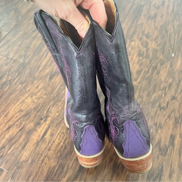 Purple stingray leather western embroidered cowboy boots women’s size 5.5 - Picture 8 of 10